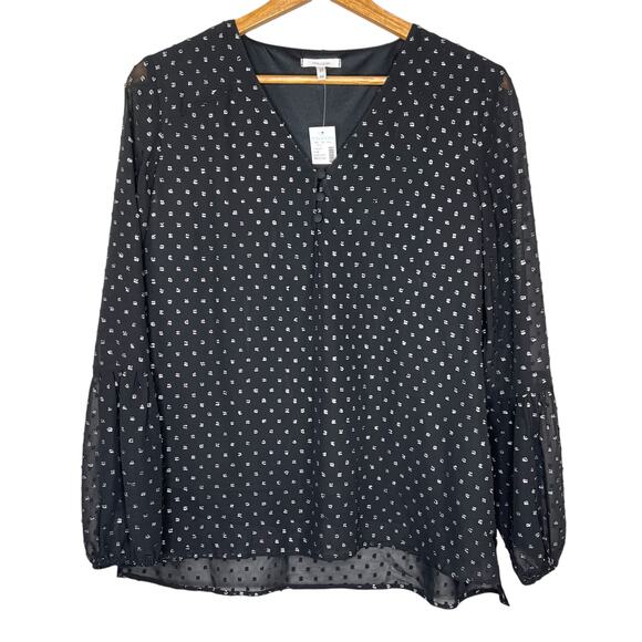 Maurices Black chiffon,  flowy, blouse with metallic dots size medium in NWT - Picture 1 of 8